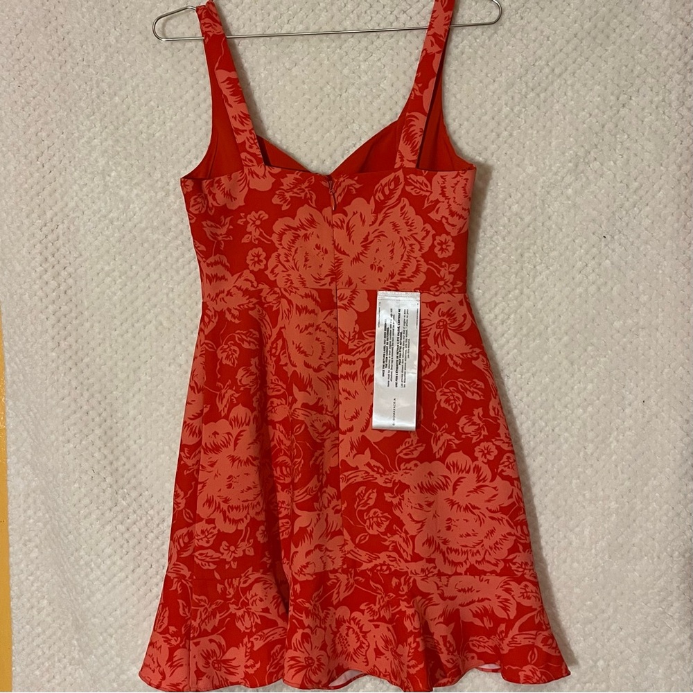 BCBGMaxAzria Floral Cutout Mini Dress Red Combo Sleeveless Peplum Hem Sz 2 NWT - Picture 10 of 12